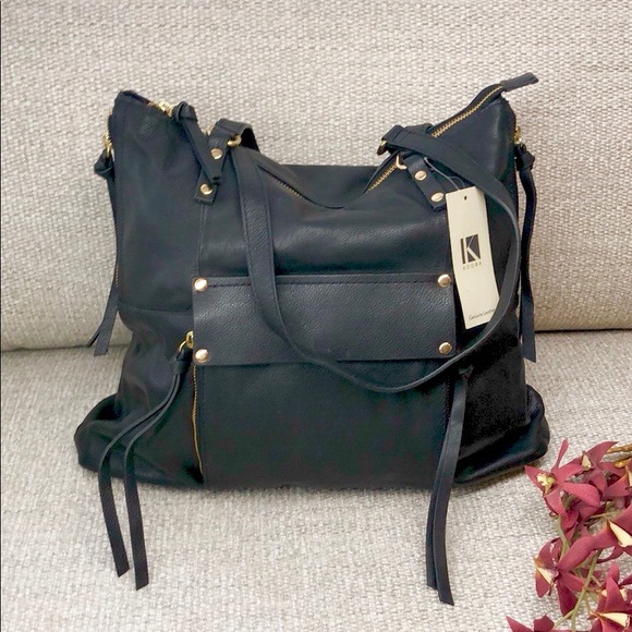 ♥️ NWT KOOBA BLACK SOFT NAPPA LEATHER SATCHEL W GO - Picture 2 of 8